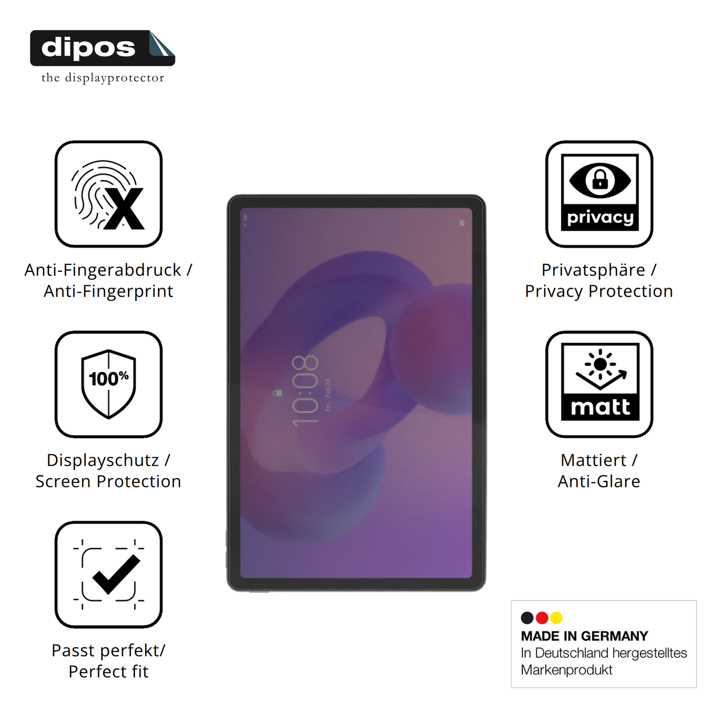 Privatsphäre-Schutz durch Sichtschutz-Folie passend zugeschnitten für lenovotab k11 2.gen