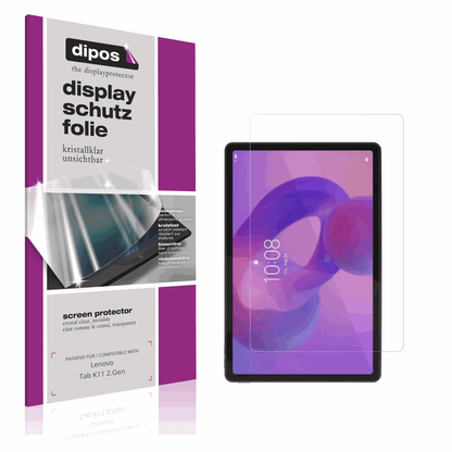Klare Displayschutzfolie von dipos passend für lenovotab k11 2.gen, präziser Zuschnitt und blasenfrei montiert