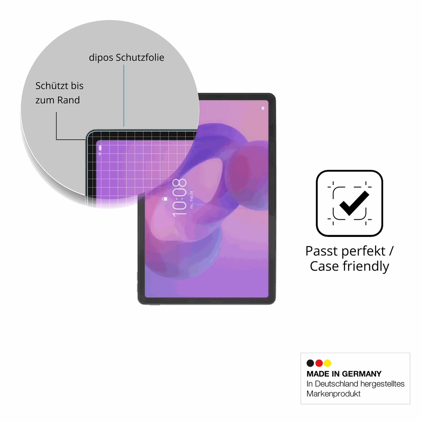Schutzglasfolie mit optimaler Passform, zur Verwendung mit Hüllen geeignet