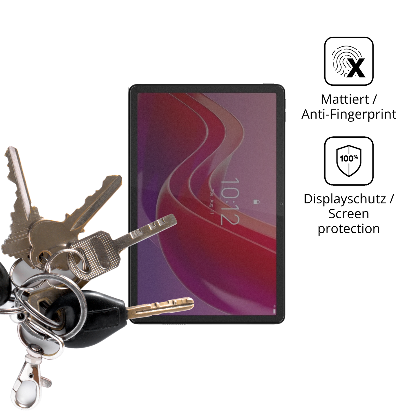 dipos Displayschutz für Lenovo Tab K12, mattierte Oberfläche, Blickschutzfilter und perfekter Passform