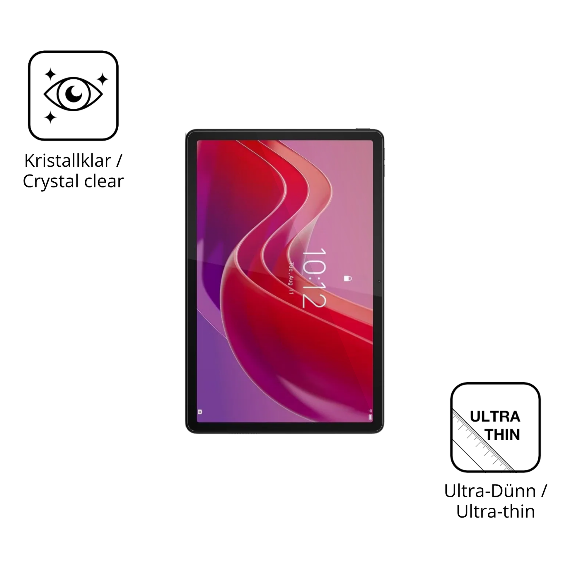Dünne und klare Folie passend zugeschnitten für Lenovo Tab K12
