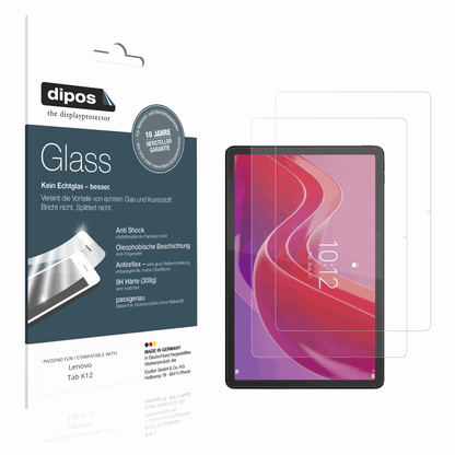 Matte Displayschutzfolie von dipos passend für Lenovo Tab K12, 9H kratzfest und blasenfrei montiert