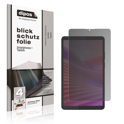 Blickschutzfolie von dipos passend für Lenovo Tab K9, präziser Zuschnitt und blasenfrei montiert