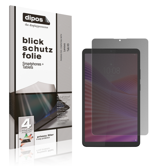 Blickschutzfolie von dipos passend für Lenovo Tab K9, präziser Zuschnitt und blasenfrei montiert