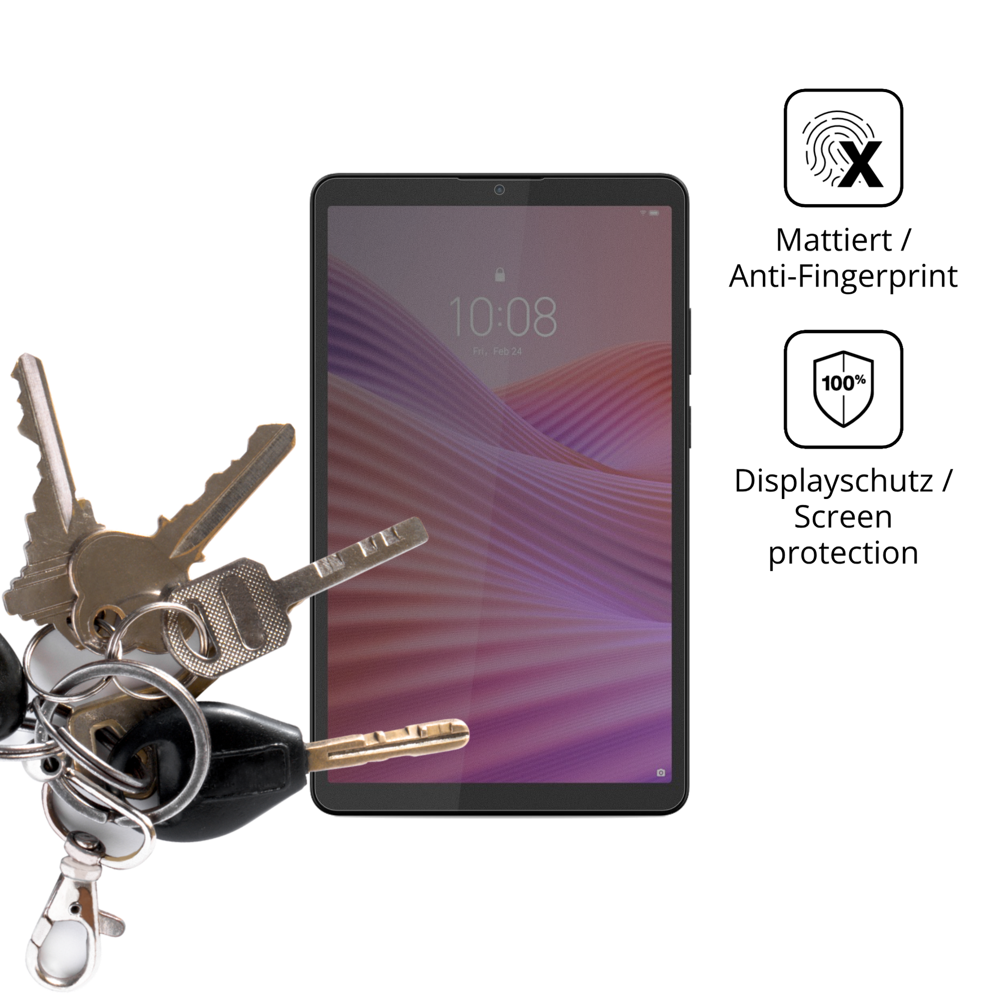 dipos Displayschutz für Lenovo Tab K9, mattierte Oberfläche, Blickschutzfilter und perfekter Passform