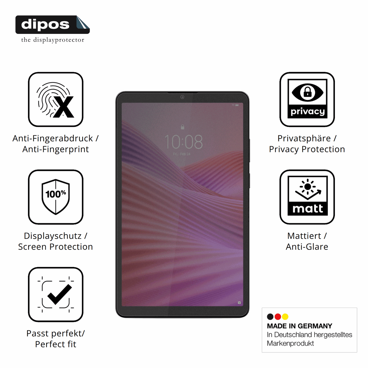 Privatsphäre-Schutz durch Sichtschutz-Folie passend zugeschnitten für Lenovo Tab K9