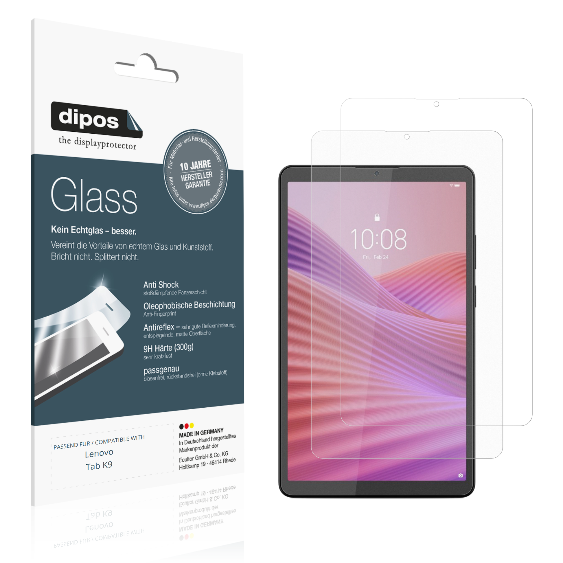 Matte Displayschutzfolie von dipos passend für Lenovo Tab K9, 9H kratzfest und blasenfrei montiert