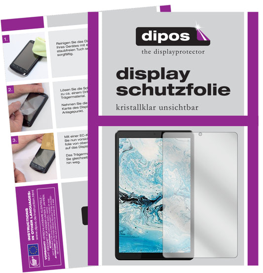 Klare Displayschutzfolie von dipos passend für Lenovo Tab M8, präziser Zuschnitt und blasenfrei montiert