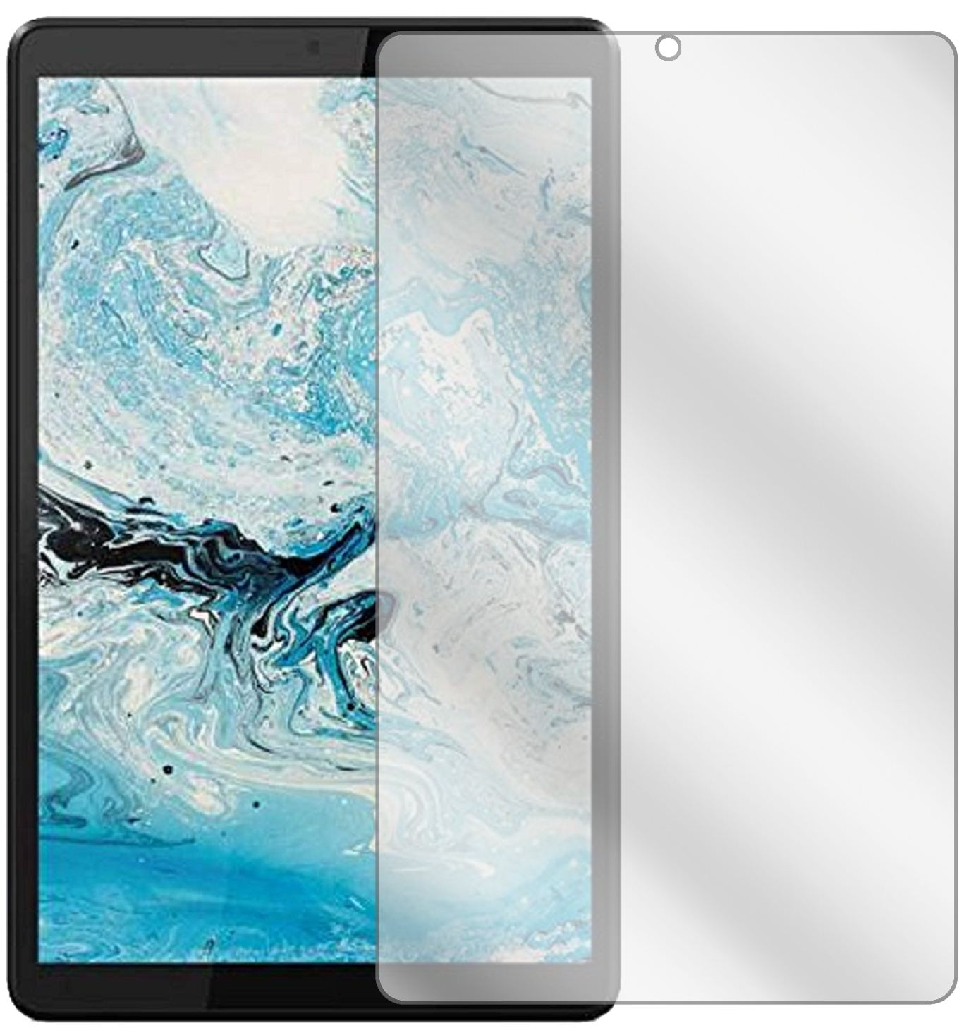 LenovoTab M8 mit aufgebrachter dipos Displayschutzfolie, glasklare Darstellung ohne Einschränkungen