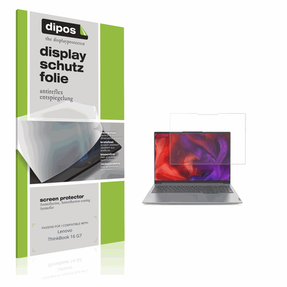 Matte Displayschutzfolie von dipos passend für Lenovo ThinkBook 16 G7, präziser Zuschnitt und blasenfrei montiert