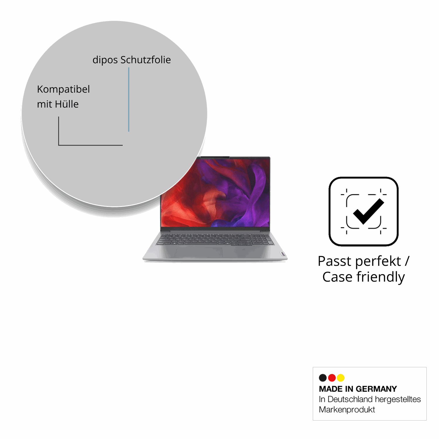 Schutzfolie mit optimaler Passform, zur Verwendung mit Hüllen geeignet