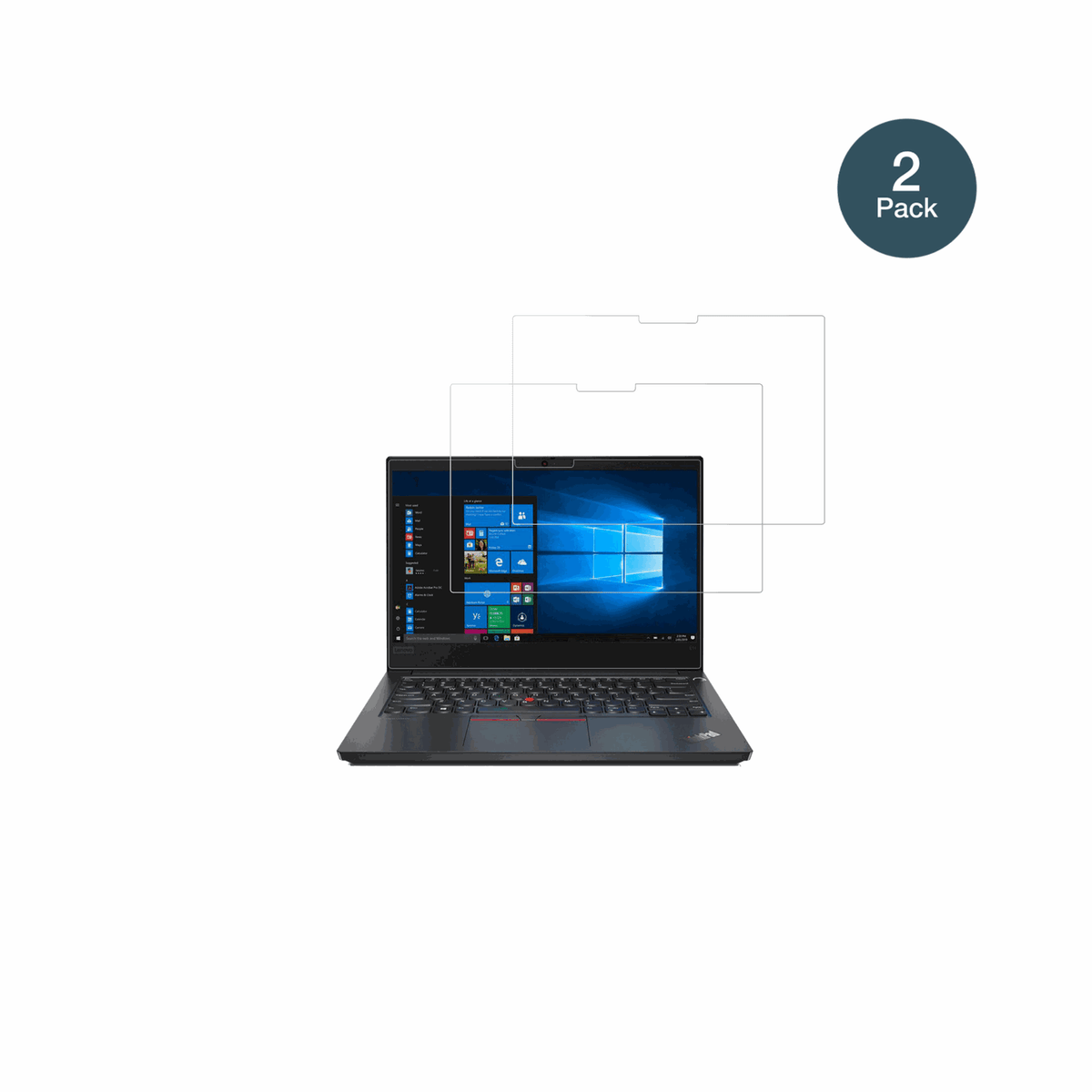 LenovoThinkPad E14 Gen 1 mit aufgebrachter dipos Flex Schutzfolie, glasklare Darstellung ohne Einschränkungen