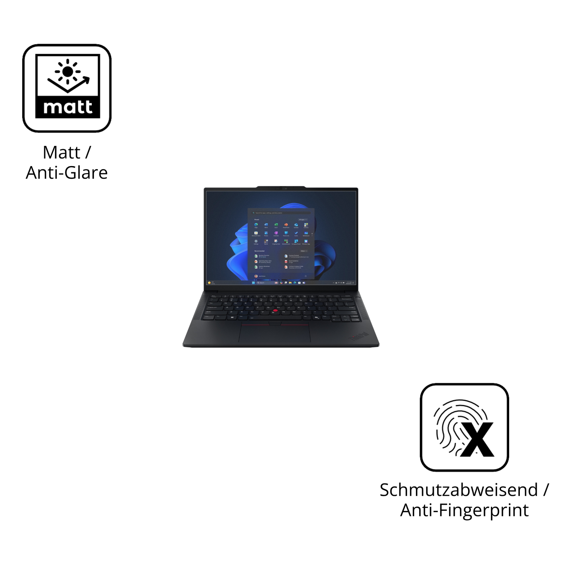 Dünne und entspiegelnde Folie passend zugeschnitten für Lenovo Thinkpad E14 Gen7 14 Zoll