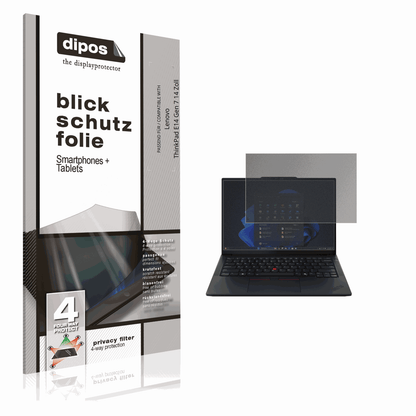 Blickschutzfolie von dipos passend für Lenovo Thinkpad E14 Gen7 14 Zoll, präziser Zuschnitt und blasenfrei montiert
