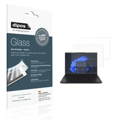 Matte Displayschutzfolie von dipos passend für Lenovo ThinkPad L14 AMD G6, 9H kratzfest und blasenfrei montiert