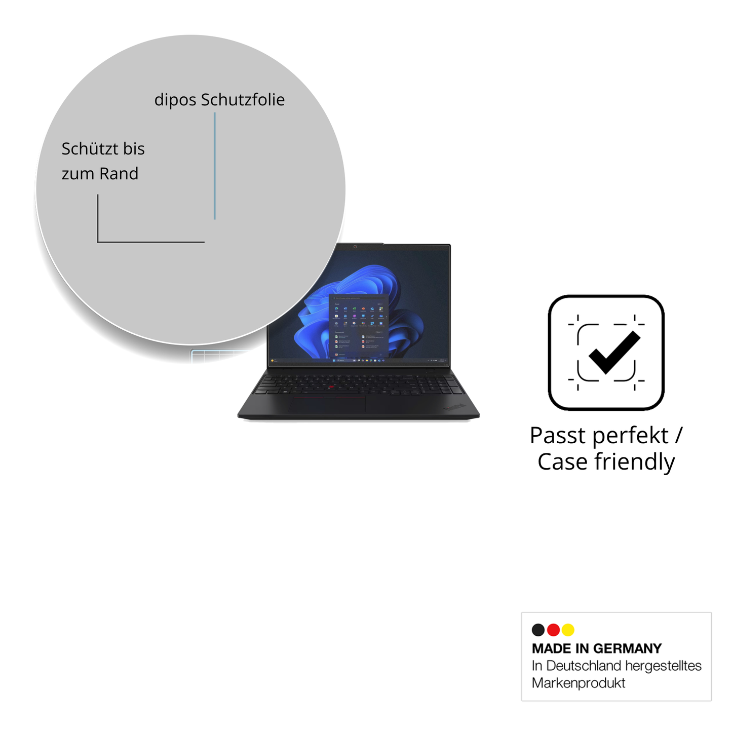Schutzglasfolie mit optimaler Passform, zur Verwendung mit Hüllen geeignet