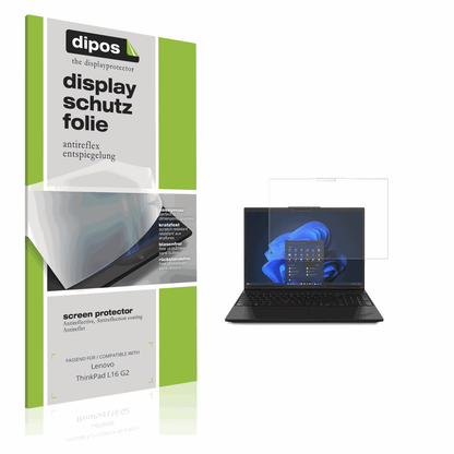 Matte Displayschutzfolie von dipos passend für Lenovo ThinkPad L16 G2, präziser Zuschnitt und blasenfrei montiert