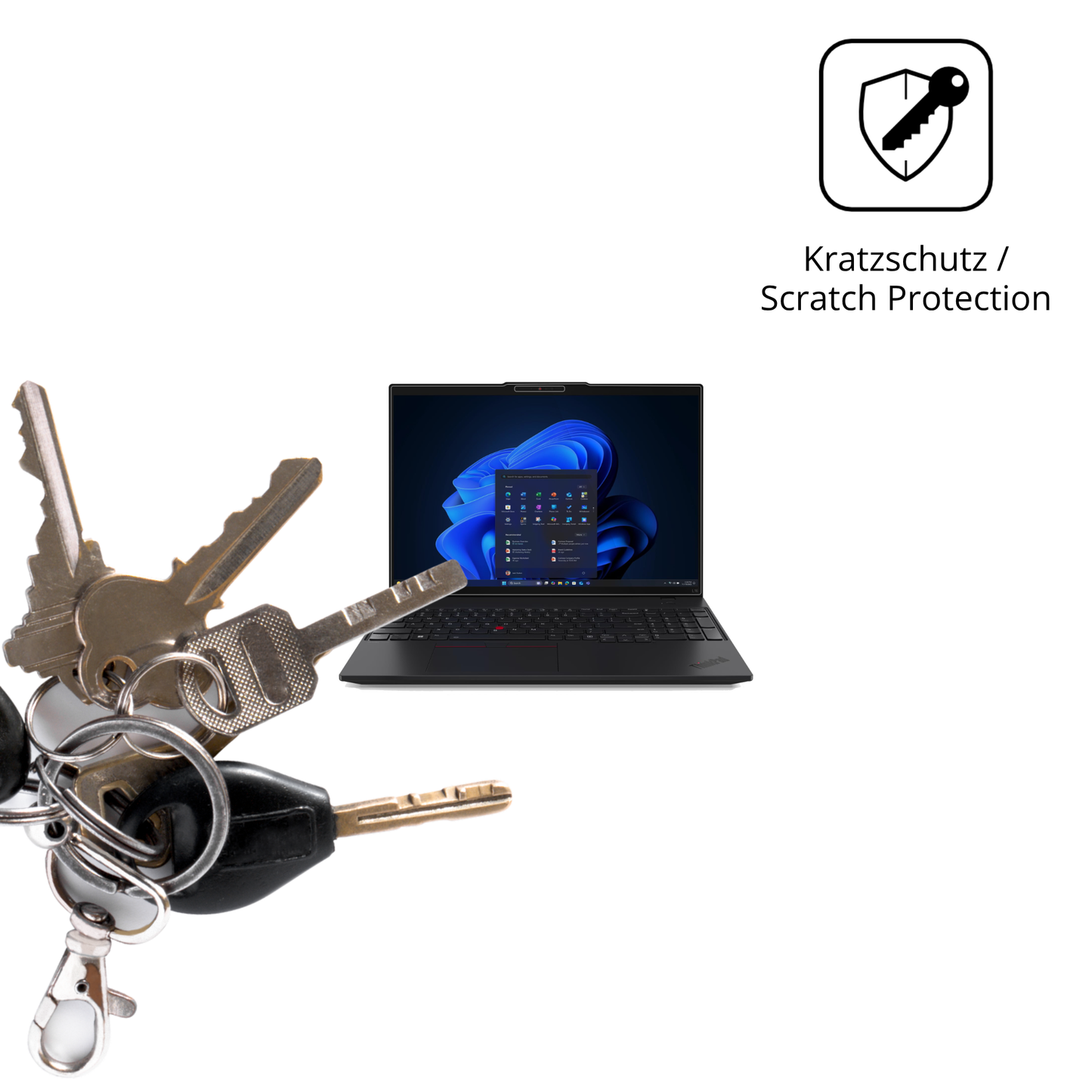 Schutz gegen Kratzer auf dem Lenovo ThinkPad L16 G2 Glas durch Schlüssel oder Ähnliches