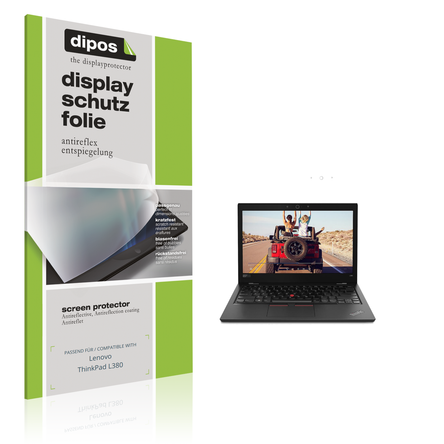 Matte Displayschutzfolie von dipos passend für Lenovo ThinkPad L380, präziser Zuschnitt und blasenfrei montiert