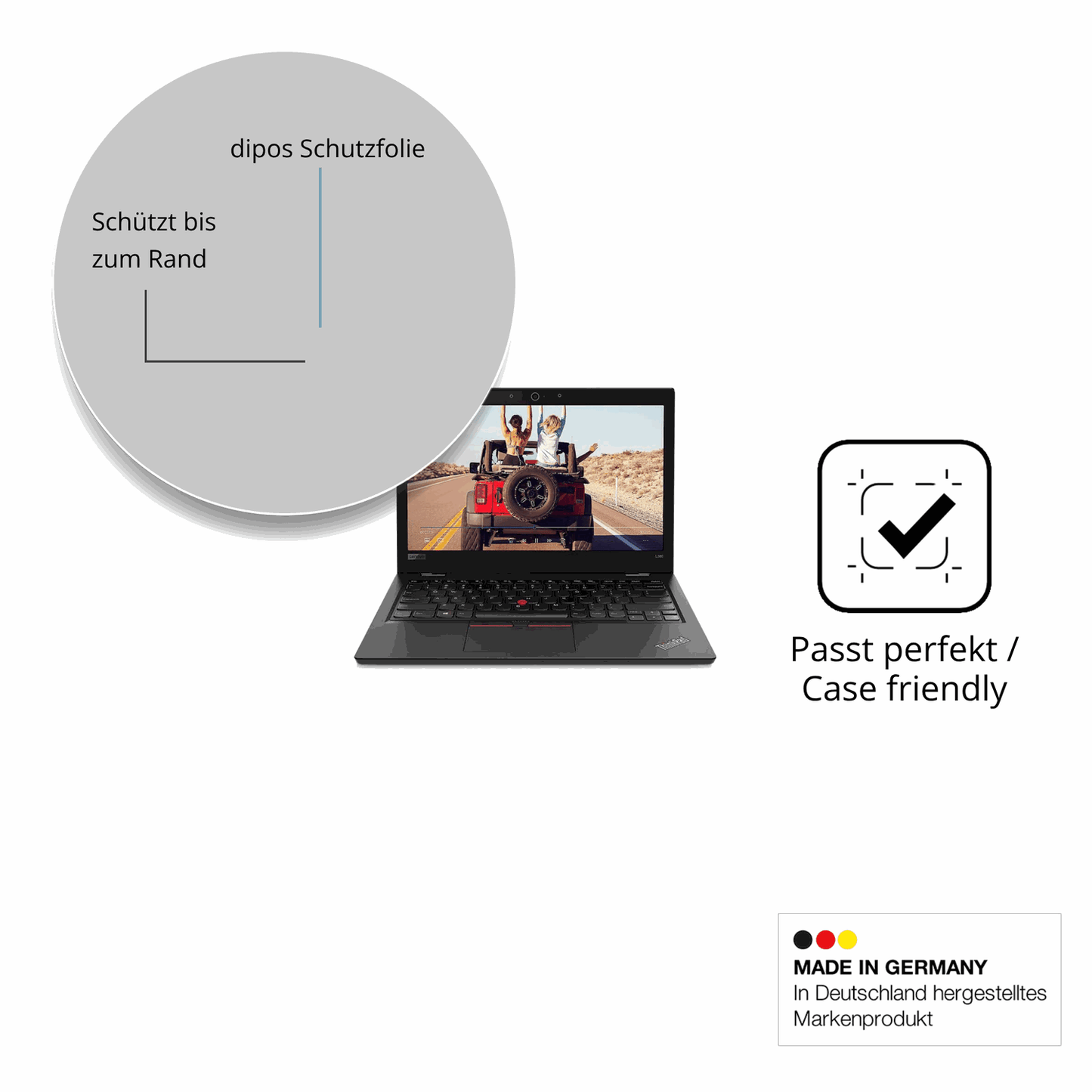 Schutzglasfolie mit optimaler Passform, zur Verwendung mit Hüllen geeignet