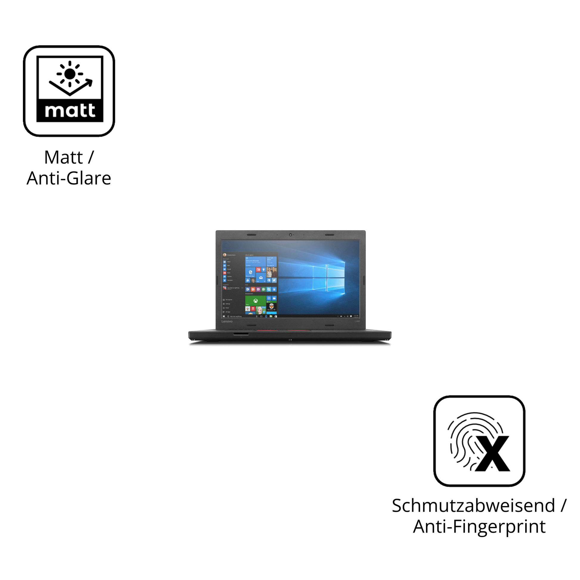 Dünne und entspiegelnde Folie passend zugeschnitten für Lenovo ThinkPad L460