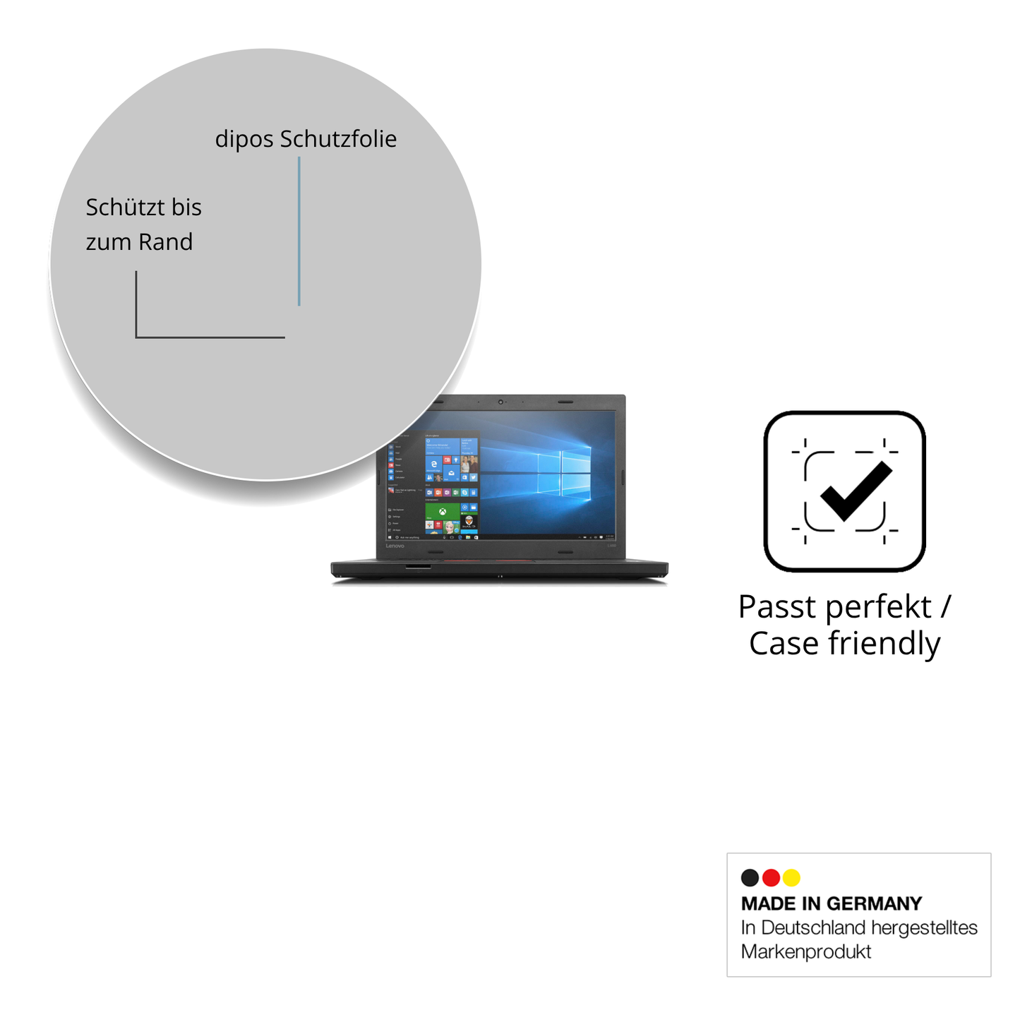 Schutzglasfolie mit optimaler Passform, zur Verwendung mit Hüllen geeignet