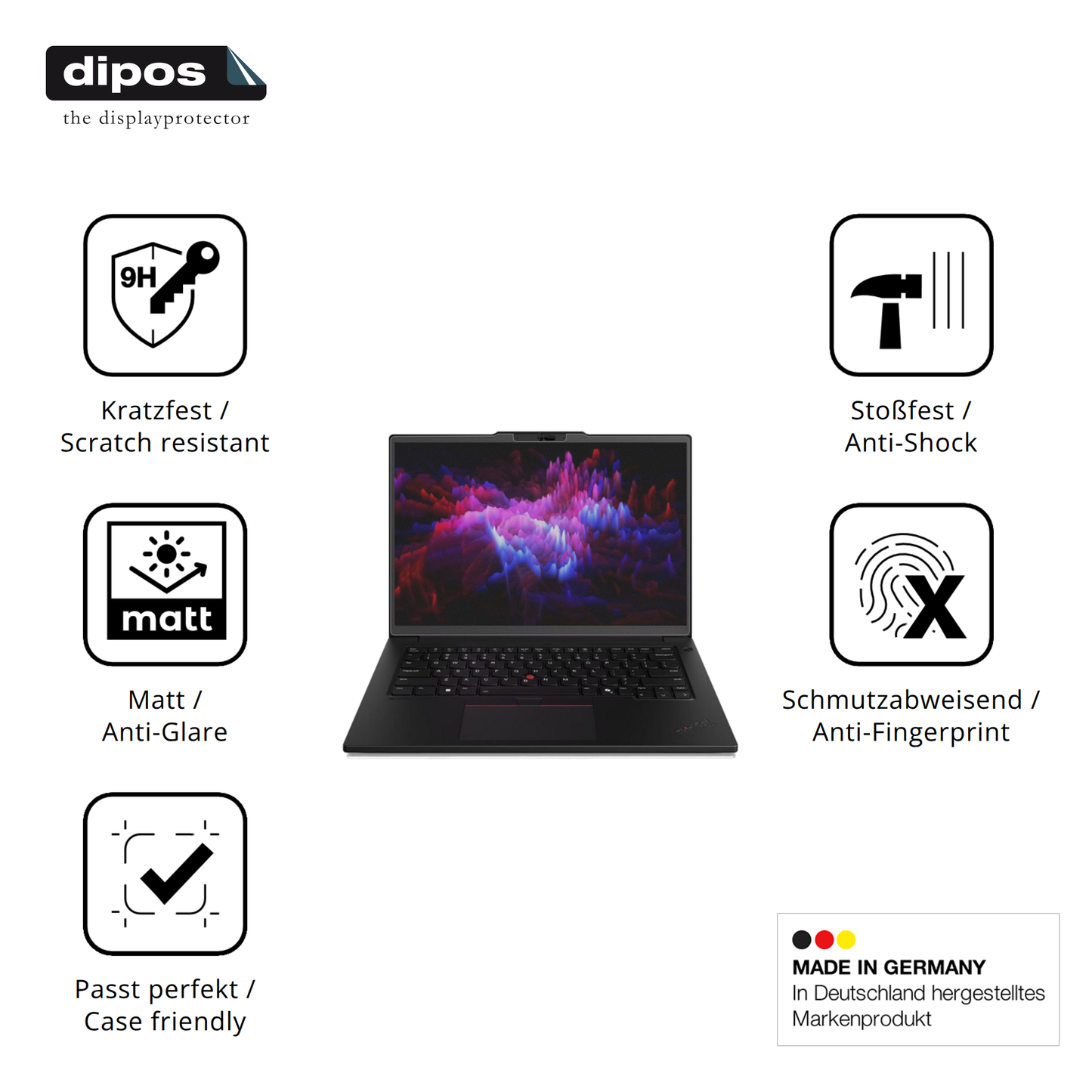 Displayschutz hergestellt in Deutschland, höchste Qualität made in Germany