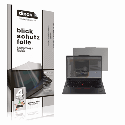 Blickschutzfolie von dipos passend für Lenovo ThinkPad P14s Gen 6 14 Zoll, präziser Zuschnitt und blasenfrei montiert