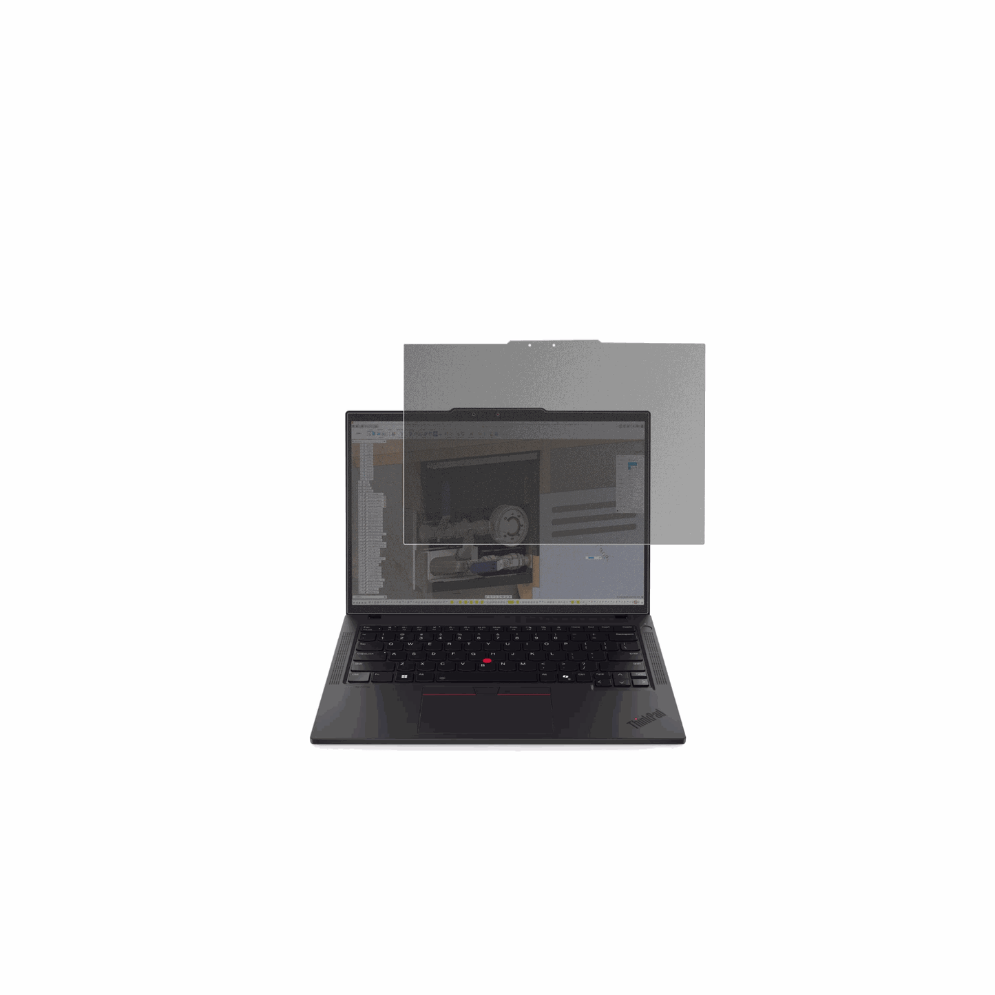 LenovoThinkPad P14s Gen 6 14 Zoll mit aufgebrachtem dipos Displayschutz, der seitliche Einblicke blockiert
