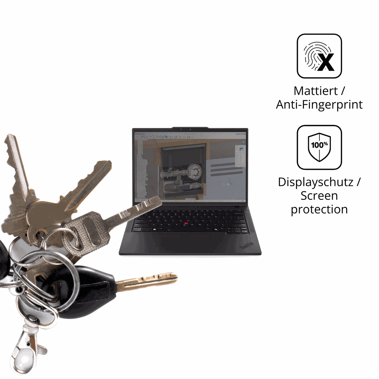 dipos Displayschutz für Lenovo ThinkPad P14s Gen 6 14 Zoll, mattierte Oberfläche, Blickschutzfilter und perfekter Passform