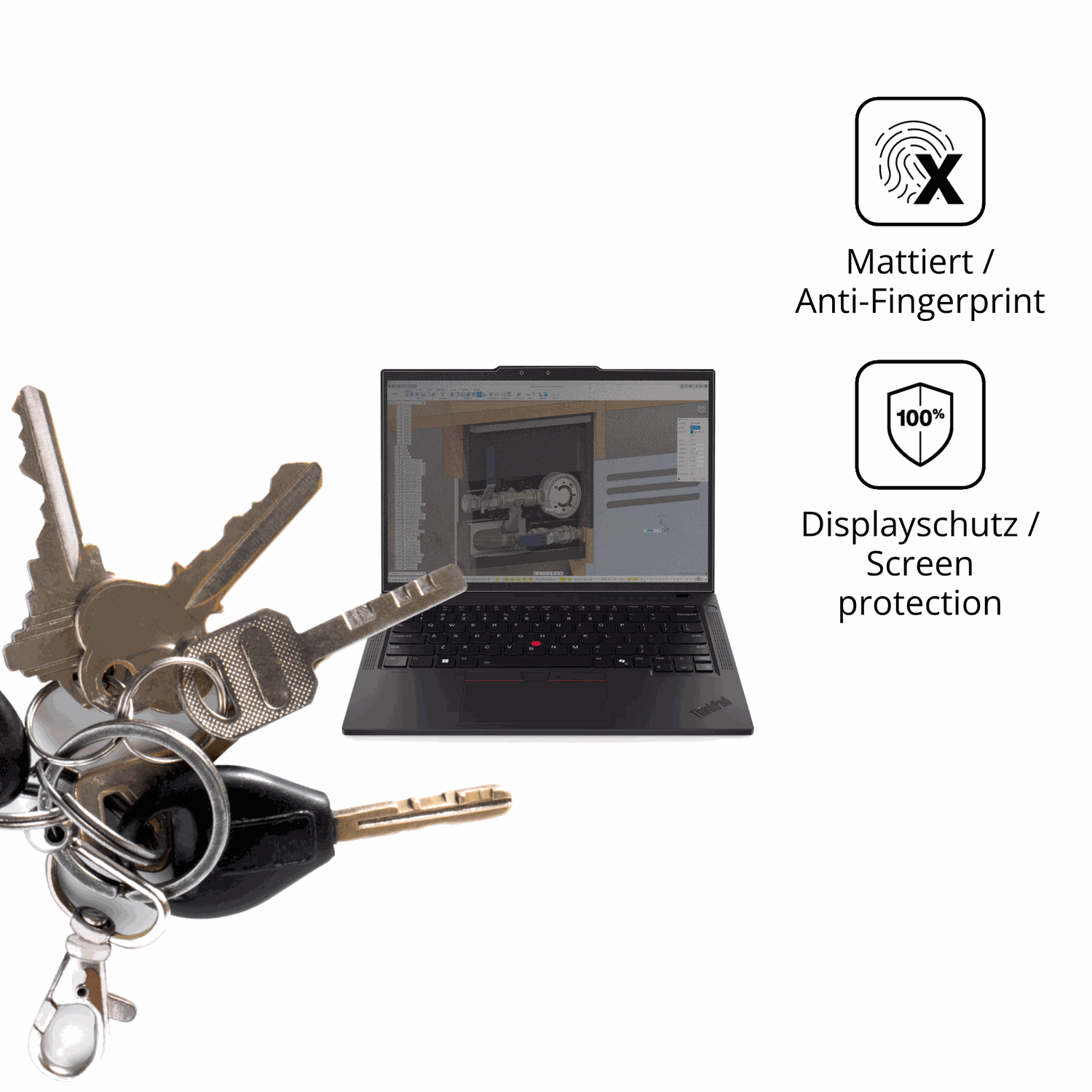 dipos Displayschutz für Lenovo ThinkPad P14s Gen 6 14 Zoll, mattierte Oberfläche, Blickschutzfilter und perfekter Passform