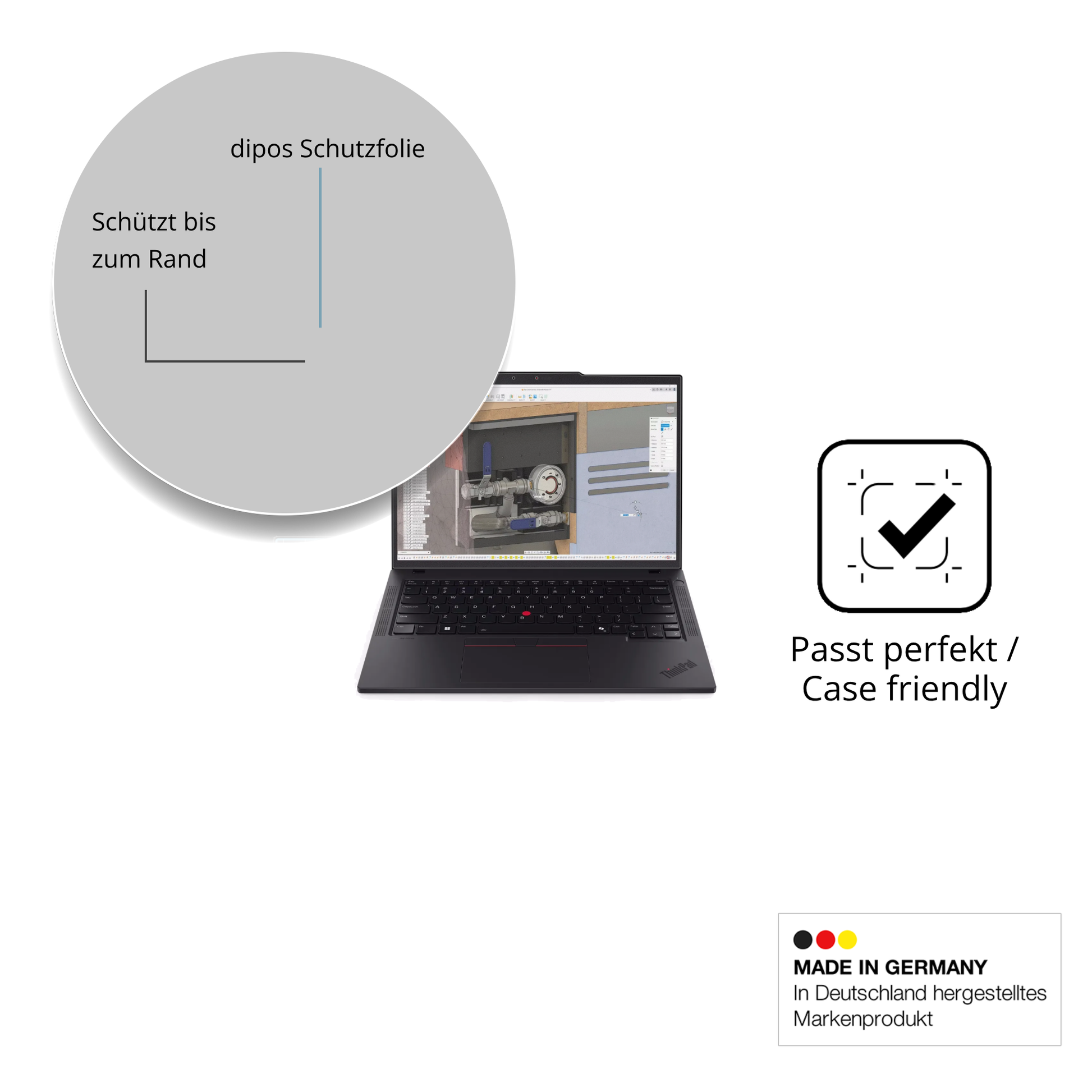 Schutzglasfolie mit optimaler Passform, zur Verwendung mit Hüllen geeignet