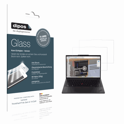 Klare Displayschutzfolie von dipos passend für Lenovo ThinkPad P14s Gen 6 14 Zoll, 9H kratzfest und blasenfrei montiert