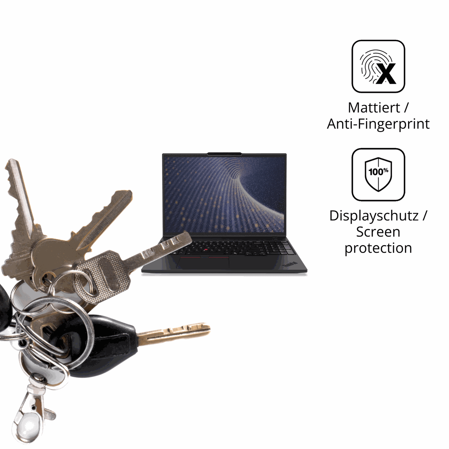 dipos Displayschutz für Lenovo ThinkPad P16s Gen 4 16 Zoll, mattierte Oberfläche, Blickschutzfilter und perfekter Passform