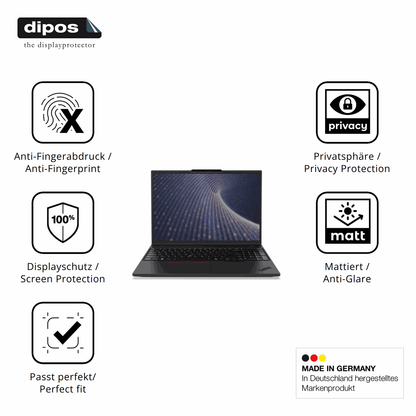 Privatsphäre-Schutz durch Sichtschutz-Folie passend zugeschnitten für Lenovo ThinkPad P16s Gen 4 16 Zoll