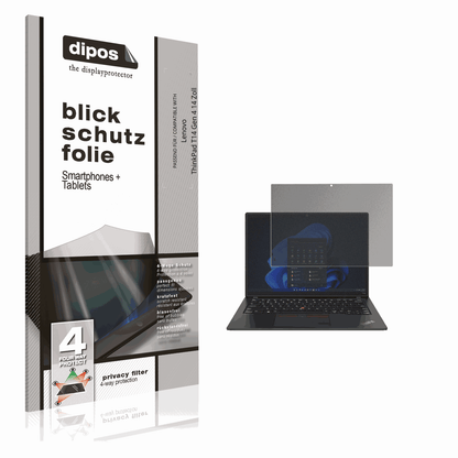 Blickschutzfolie von dipos passend für Lenovo ThinkPad T14 Gen 4 14 Zoll, präziser Zuschnitt und blasenfrei montiert