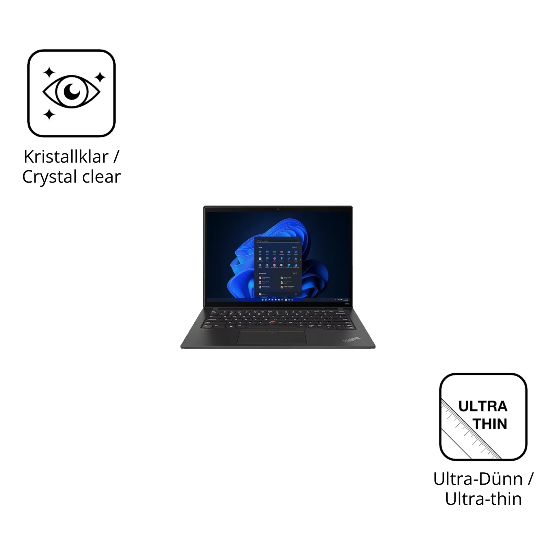 Dünne und klare Folie passend zugeschnitten für Lenovo ThinkPad T14 Gen 4 14 Zoll