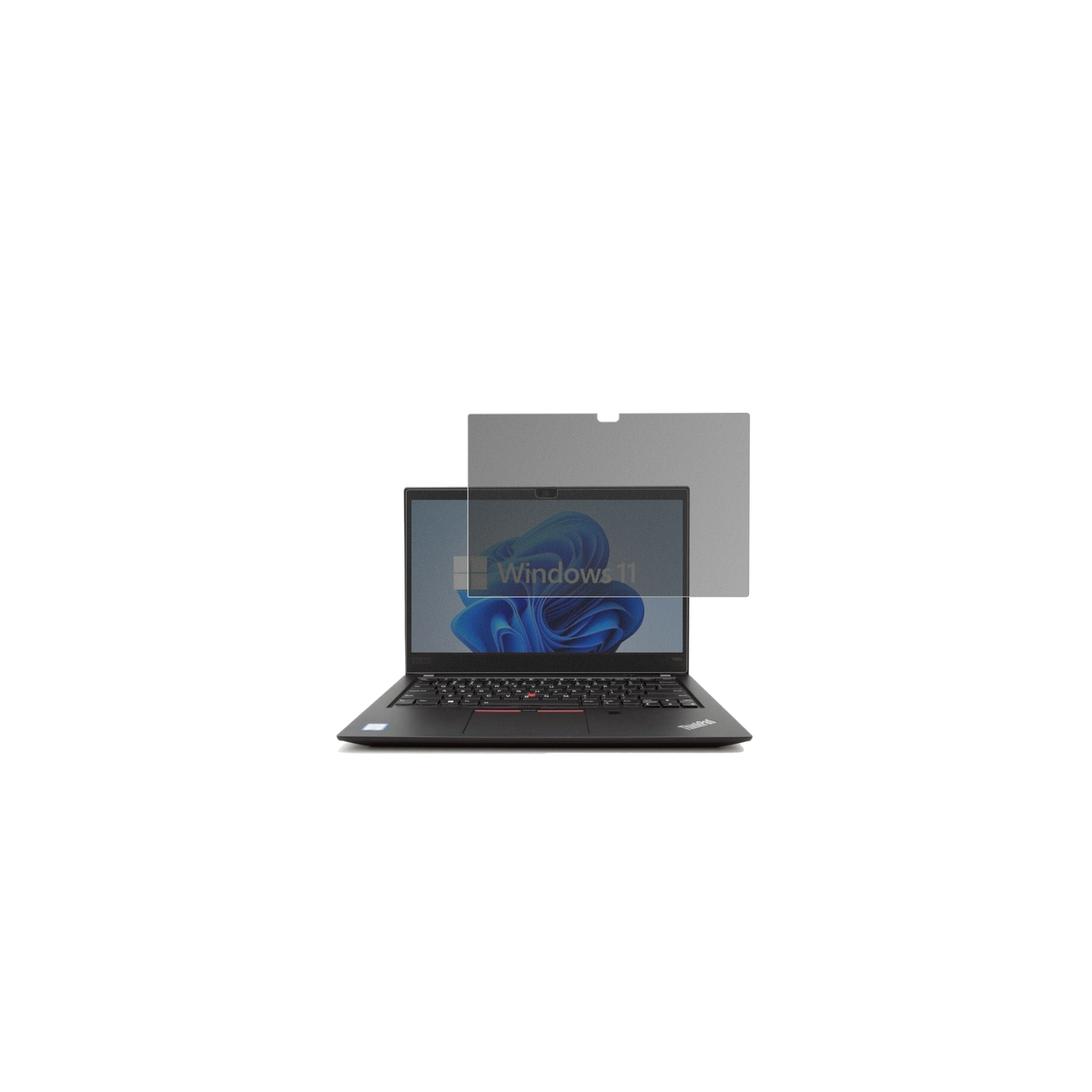 LenovoThinkPad T490s mit aufgebrachtem dipos Displayschutz, der seitliche Einblicke blockiert