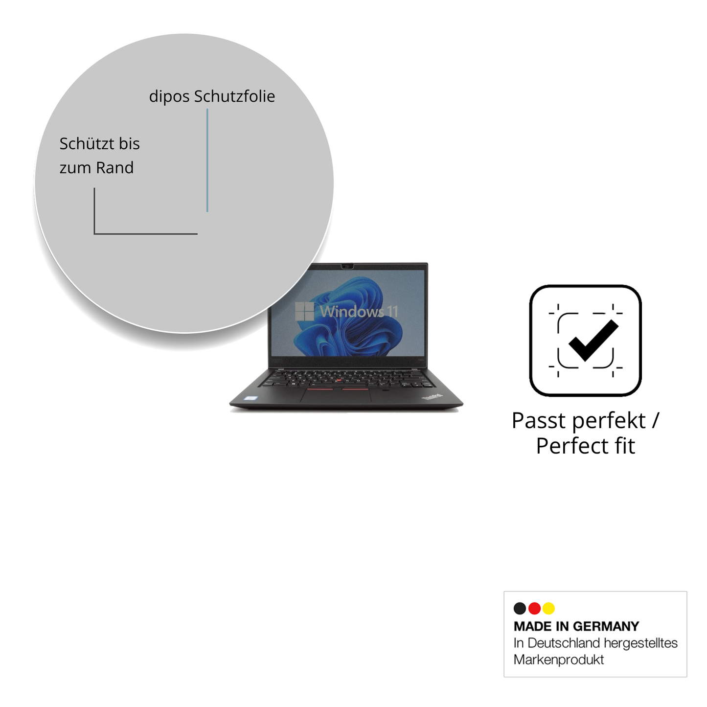 Schutz gegen Kratzer auf dem Lenovo ThinkPad T490s Glas durch Schlüssel oder Ähnliches