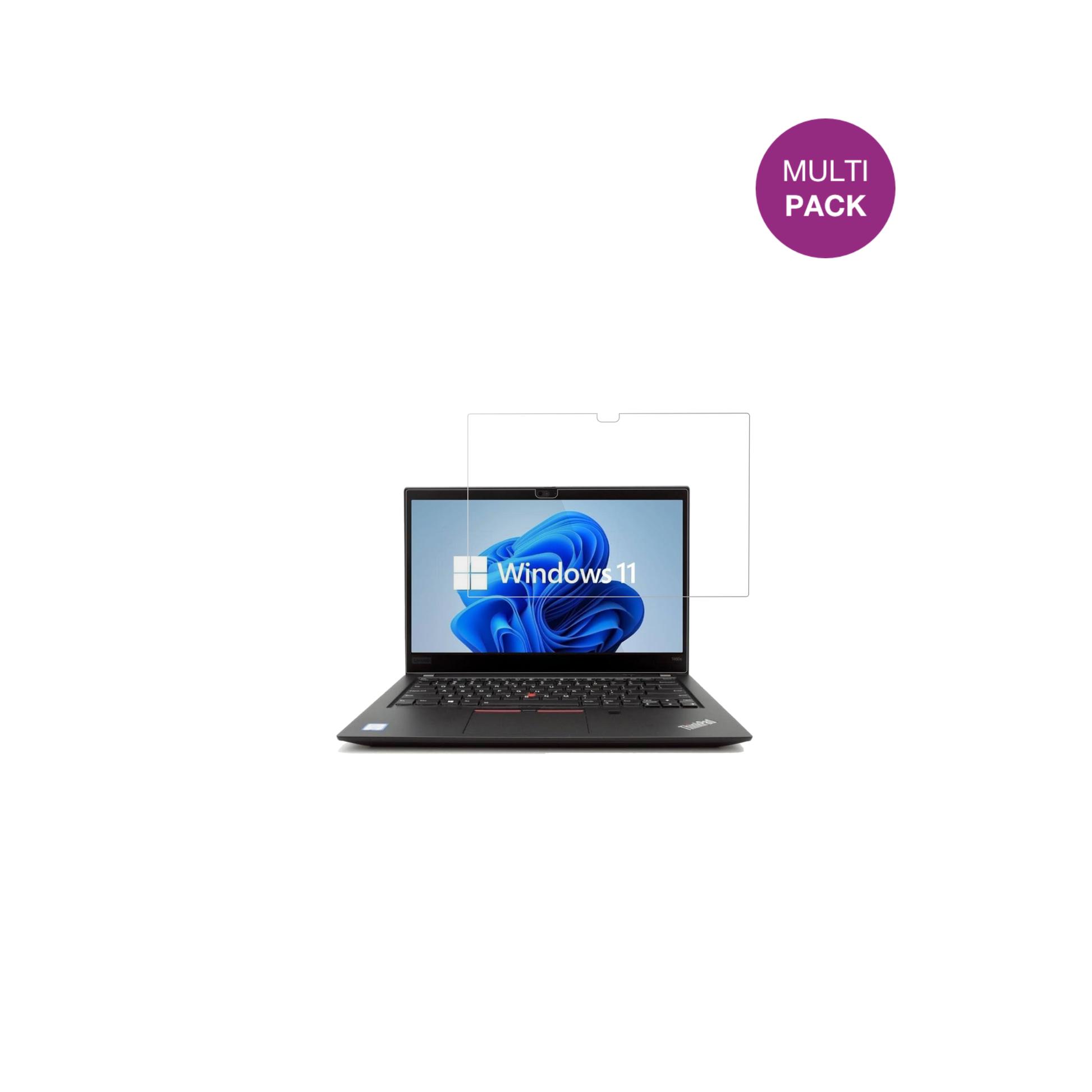 LenovoThinkPad T14s Gen 1 mit aufgebrachter dipos Displayschutzfolie, glasklare Darstellung ohne Einschränkungen