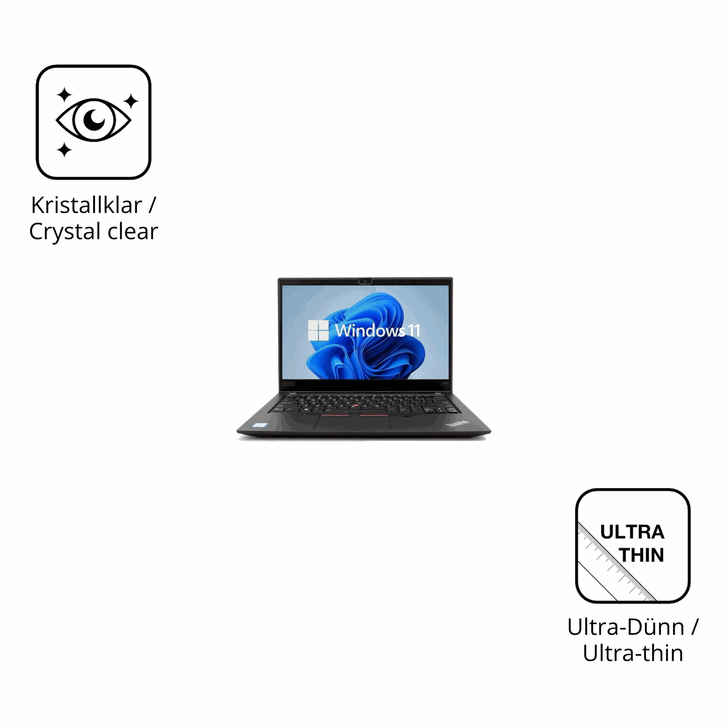 Dünne und klare Folie passend zugeschnitten für Lenovo ThinkPad T490s