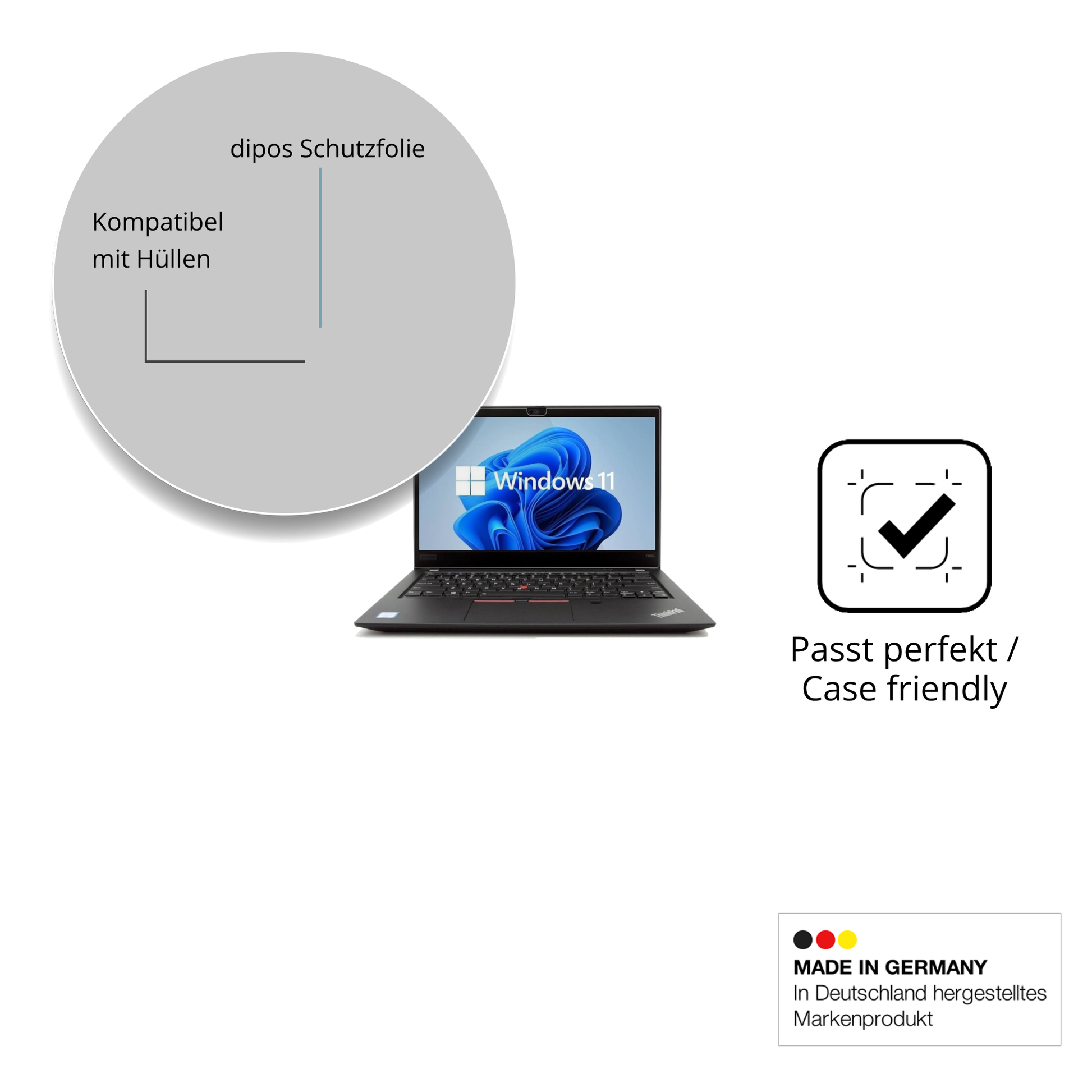 Schutzfolie mit optimaler Passform, zur Verwendung mit Hüllen geeignet
