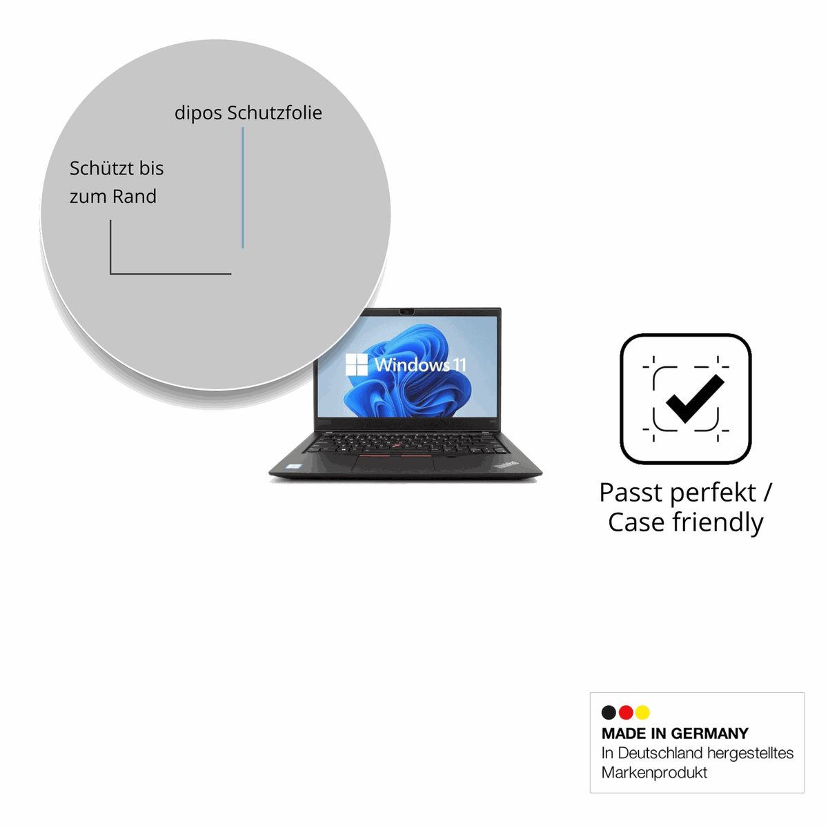 Schutzglasfolie mit optimaler Passform, zur Verwendung mit Hüllen geeignet