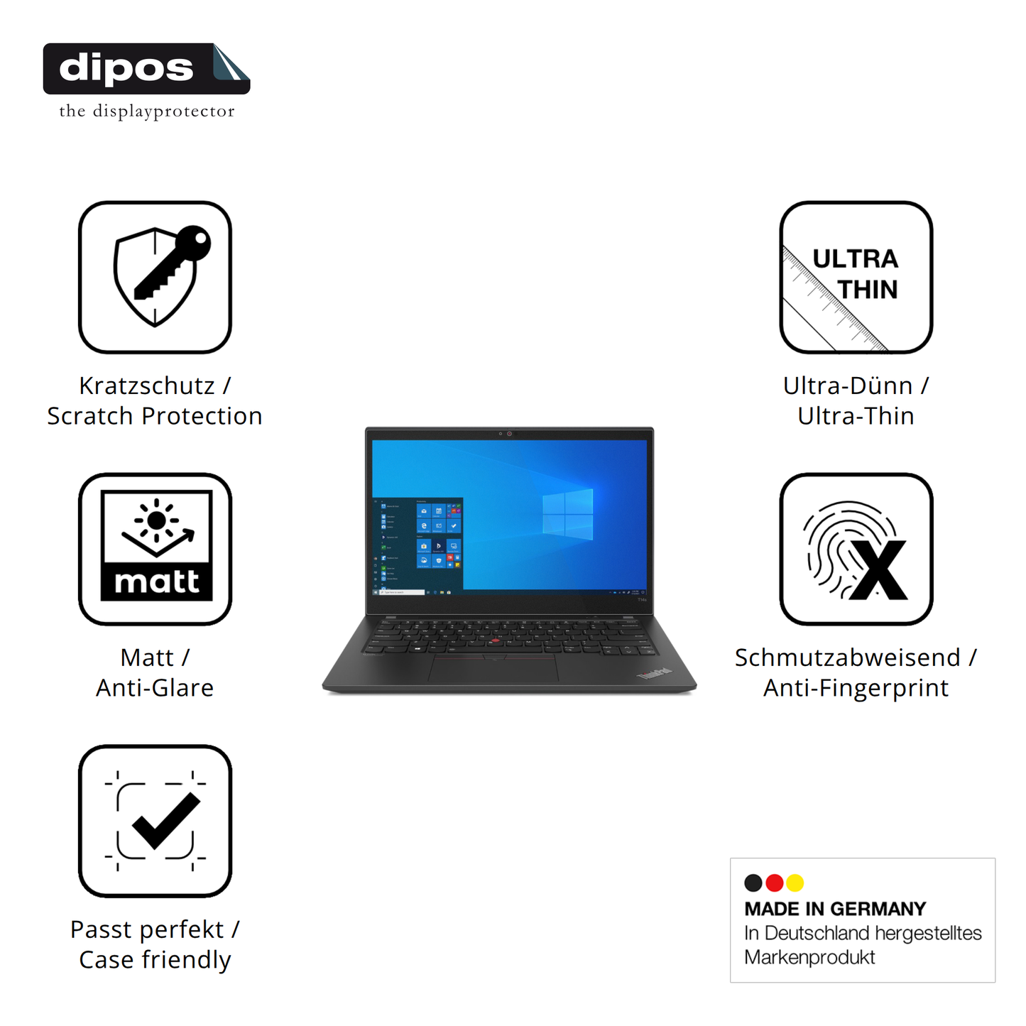 Displayschutz hergestellt in Deutschland, höchste Qualität made in Germany