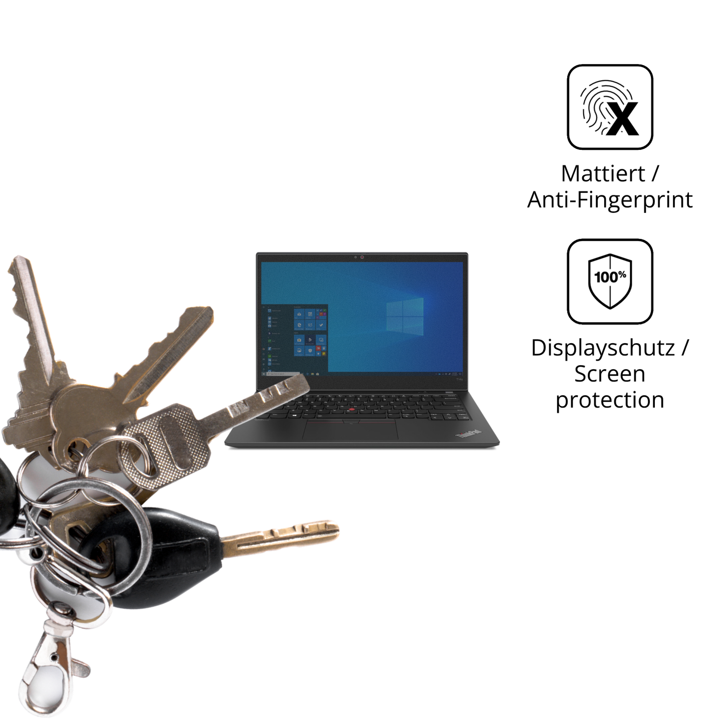 dipos Displayschutz für Lenovo ThinkPad T14s Gen 2, mattierte Oberfläche, Blickschutzfilter und perfekter Passform