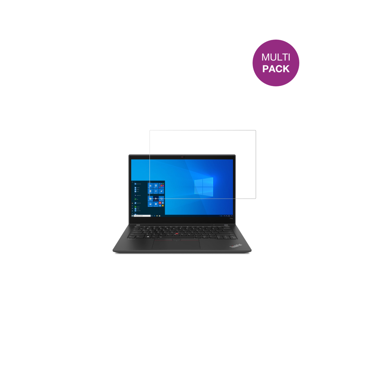 LenovoThinkPad T14s Gen 2 mit aufgebrachter dipos Displayschutzfolie, glasklare Darstellung ohne Einschränkungen