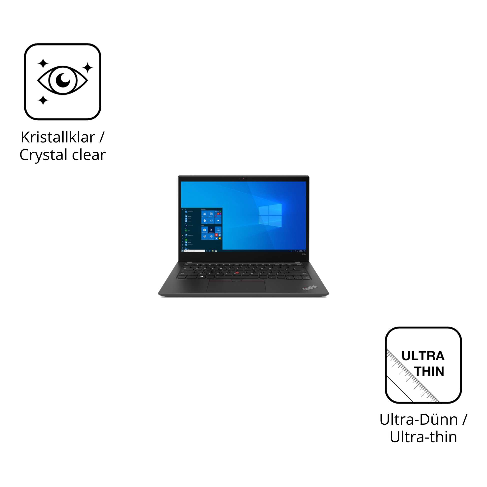 Dünne und klare Folie passend zugeschnitten für Lenovo ThinkPad T14s Gen 2
