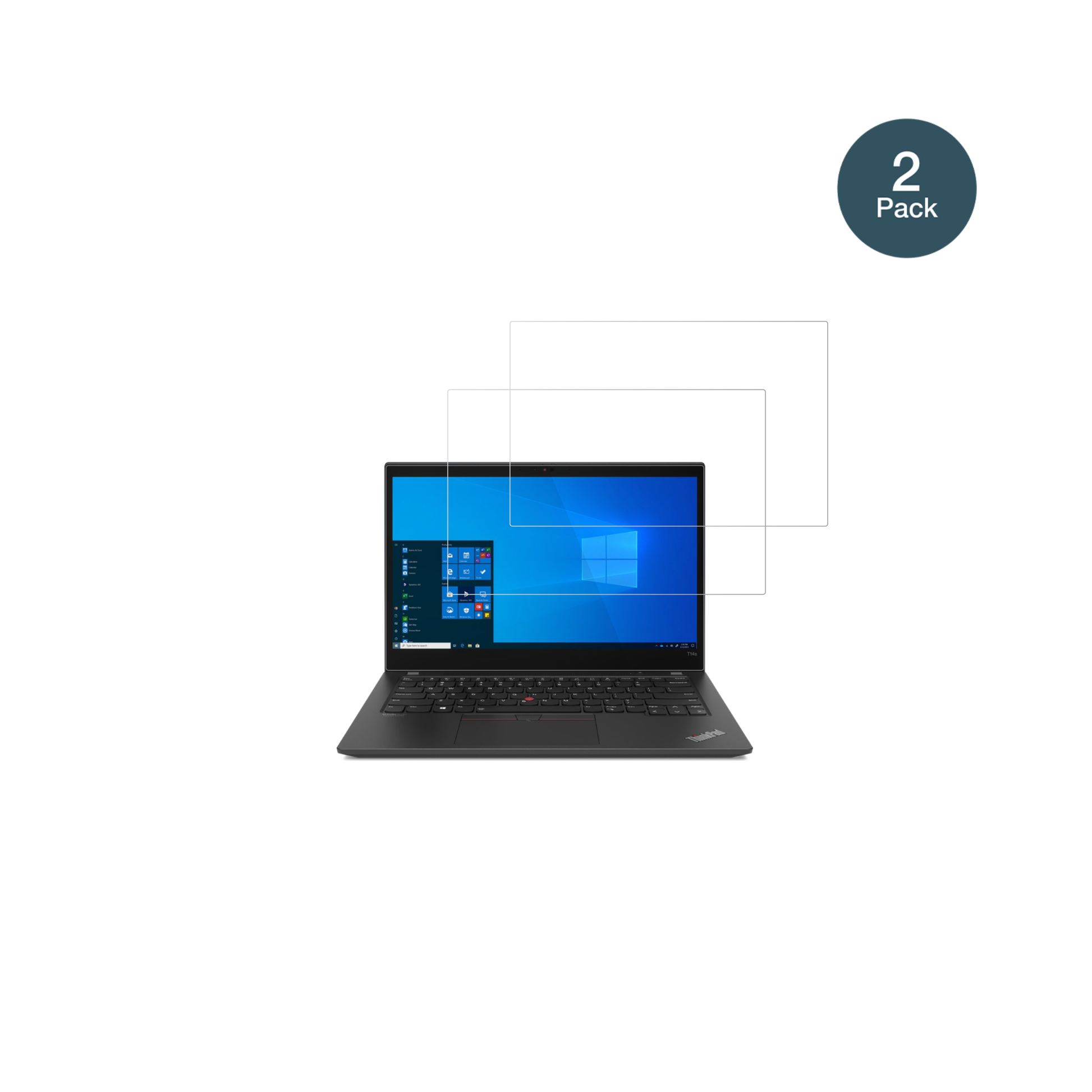 LenovoThinkPad T14s Gen 2 mit aufgebrachter dipos Flex Schutzfolie, glasklare Darstellung ohne Einschränkungen