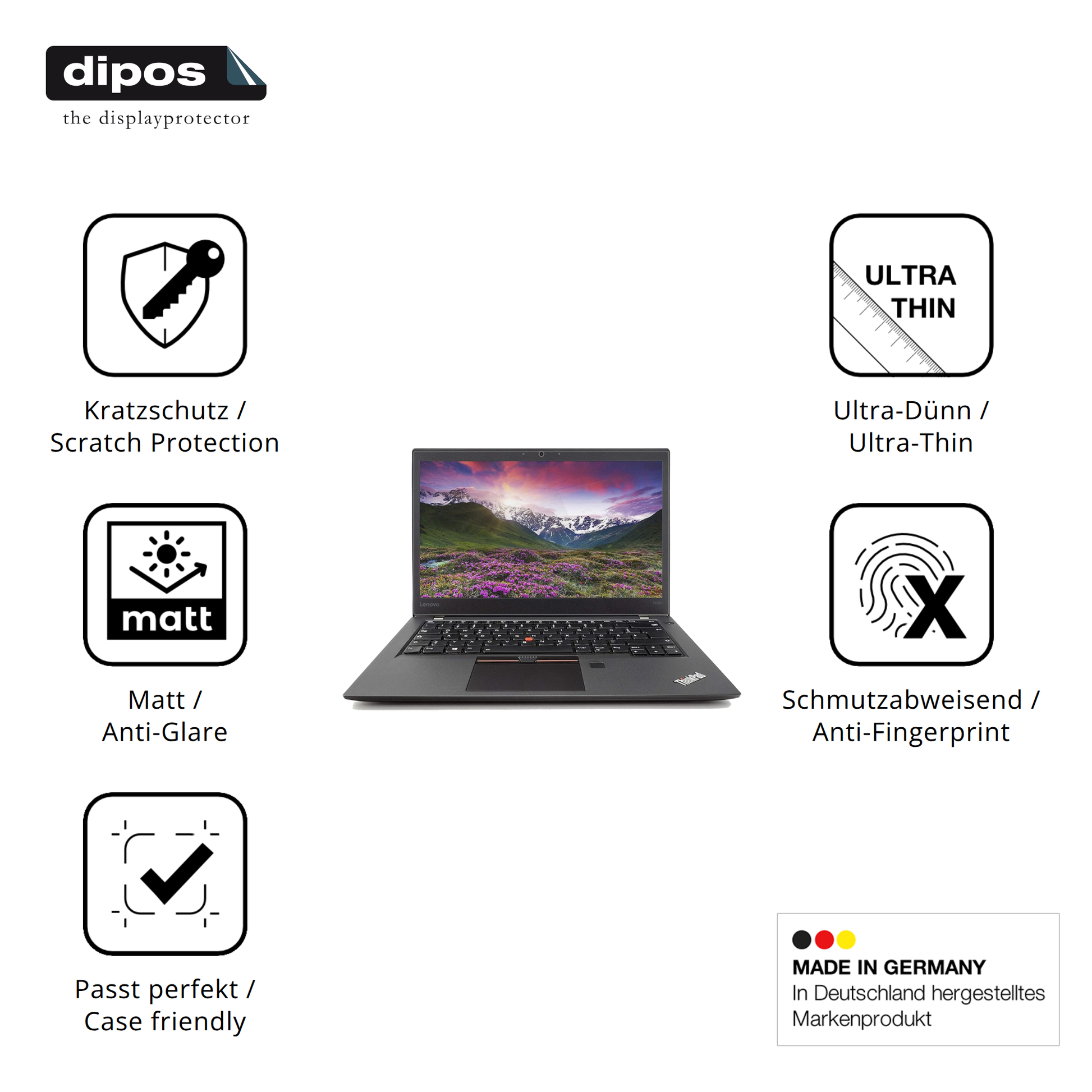 Displayschutz hergestellt in Deutschland, höchste Qualität made in Germany