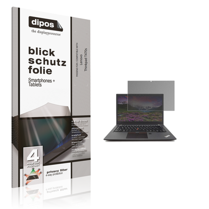 Blickschutzfolie von dipos passend für Lenovo Thinkpad T470s, präziser Zuschnitt und blasenfrei montiert